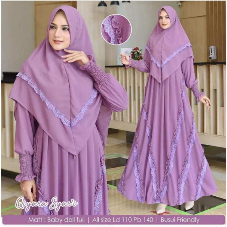 Kinara Syari Gamis Syari Ceruty Ootd Wanita Set Hijab Baju Wanita Jumbo