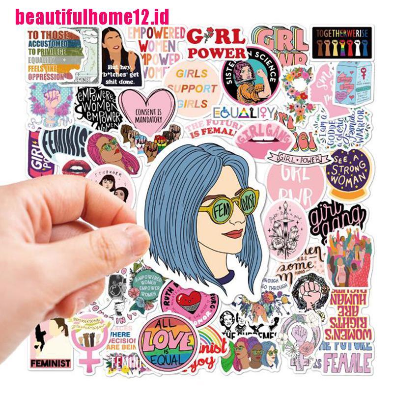 【beautifulhome12.id】50Pcs Feminist Cartoon Girls Stickers Laptop Phone Skateboard Suitcase Decals