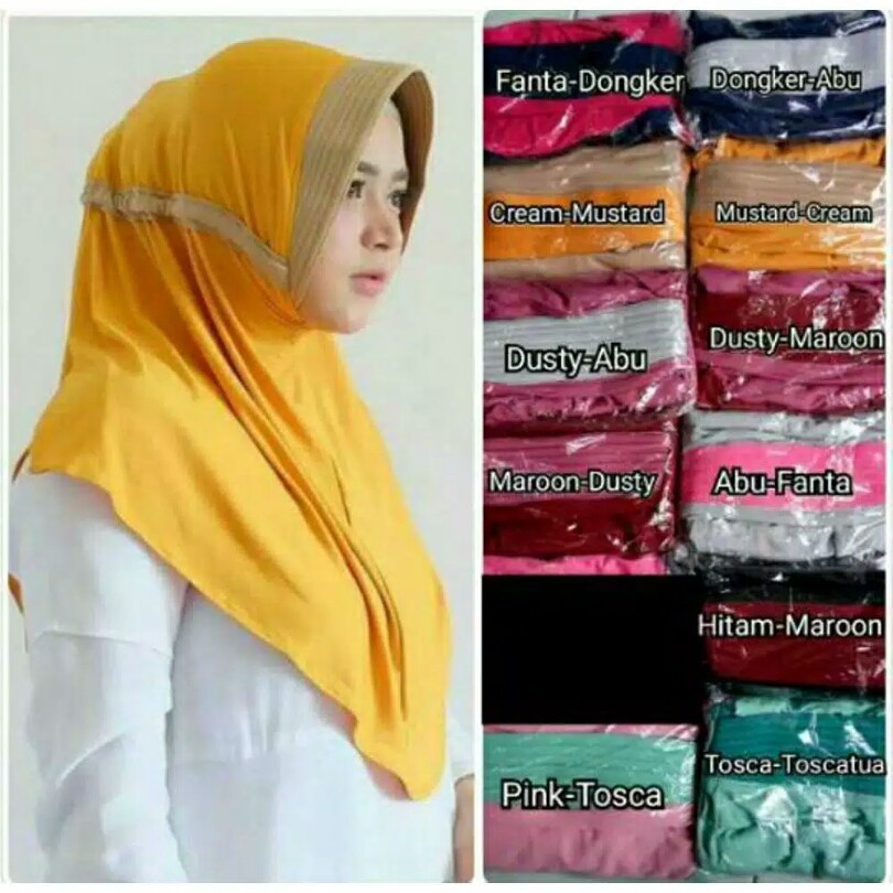 jilbab Serut Kombinasi 2 warna PALING MURAH