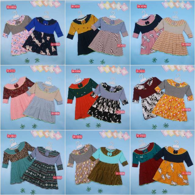 Dress Yumna uk 5-6 Tahun / IMPORT Gaun Pesta Dres Lengan Panjang Baju Anak Perempuan Pakaian Grosir