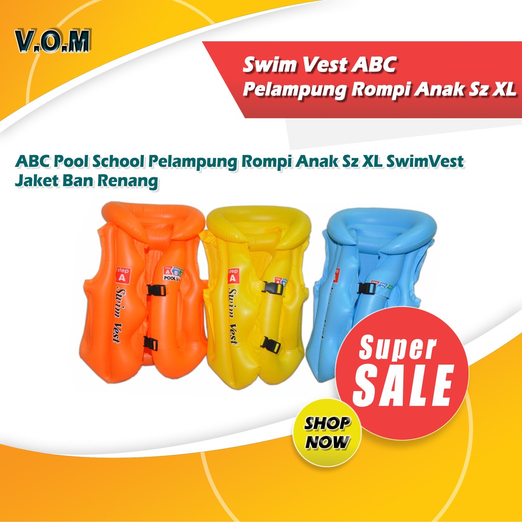 VOM 0331 Swim Vest ABC Pool School Pelampung Rompi Anak Sz XL Jaket Ban - 0331