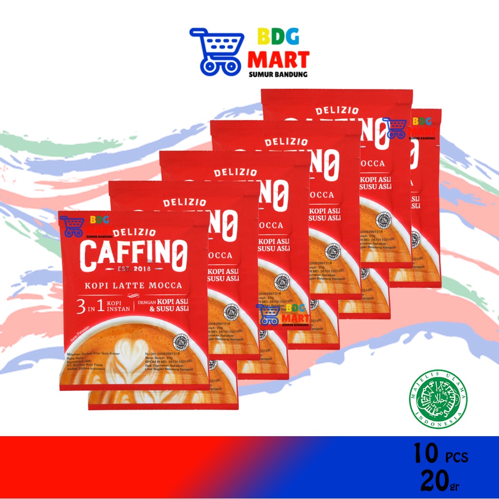 

RENCENG Delizio Caffino Kopi Latte Mocca Minuman Bubuk Kopi 3in1 Kopi Instan - 10pcs x 20gr