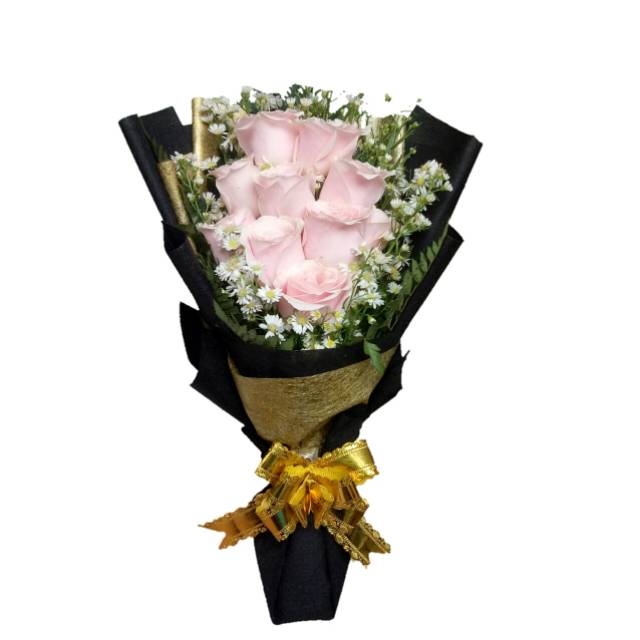 Hand Bouquet Bunga Mawar Pink Soft Asli Buket Bunga Kado Ulang Tahun Fresh Flower Bouquet Shopee Indonesia