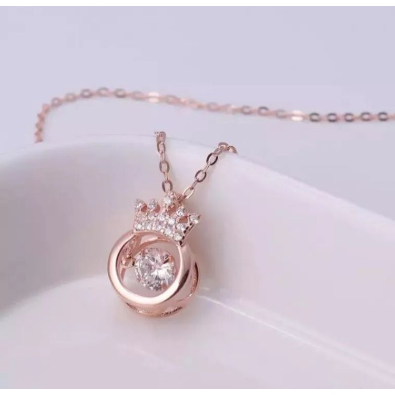 Kalung Titanium Wanita Rosegold Liontin Mahkota