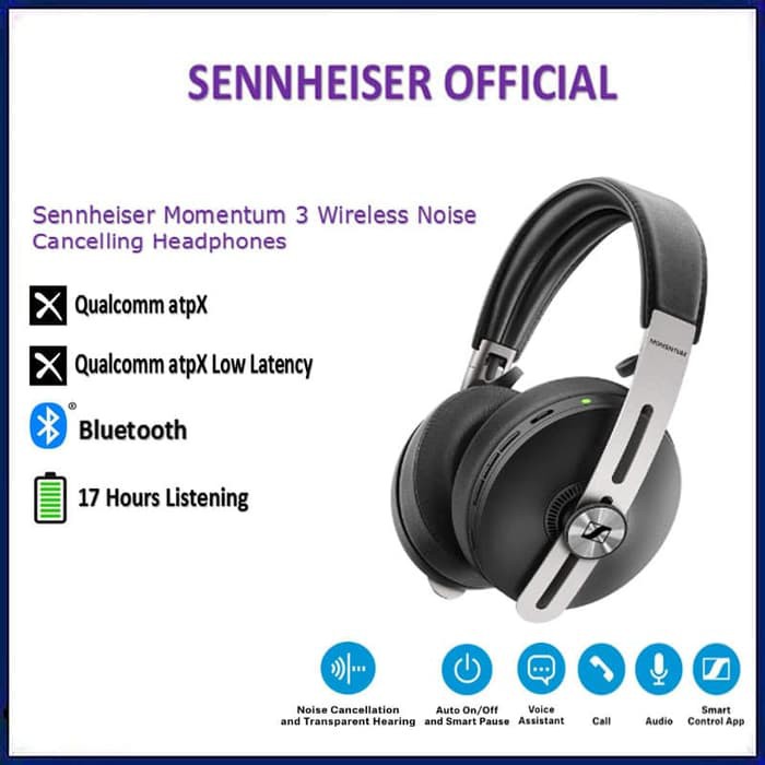 Sennheiser Momentum 3 Bluetooth Wireless Noise Cancelling Headphones - M3AEBTXL