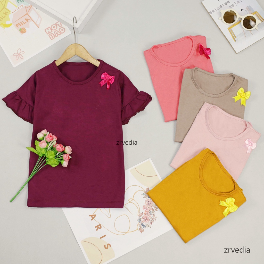 Safira Blouse uk 1-3 Tahun / IMPORT Kaos Polos Baju Atasan Anak Perempuan Kids Cewek Blus Shirt