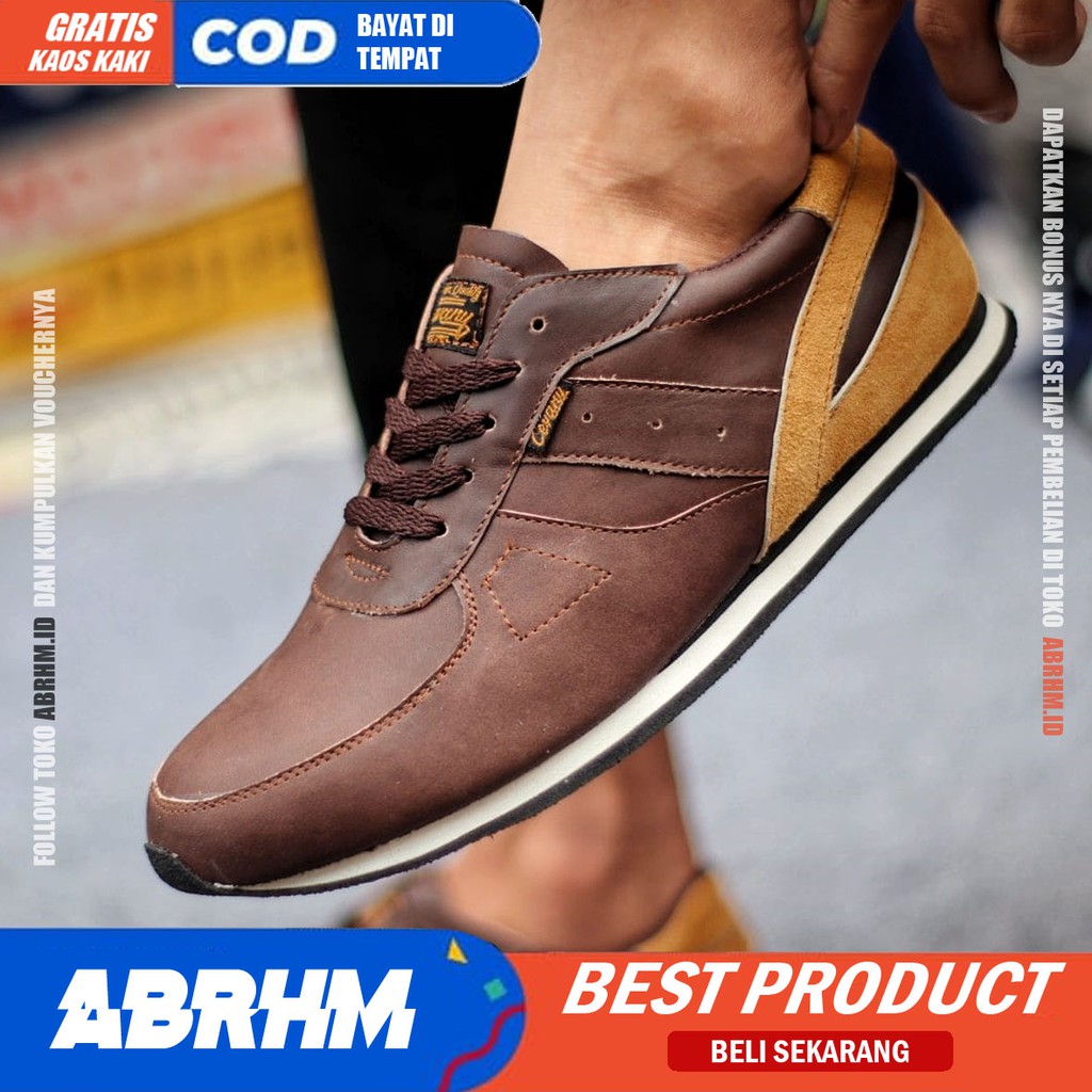 ABRHM X JELLAL Sepatu Casual Sneaker Pria Sepatu Pria Casual Sneakers Kulit Asli Original Cowo / Cowok Sepatu Kasual Kerja Kuliah Gaya Santai Keren Kekinian Orignal Murah Terlaris