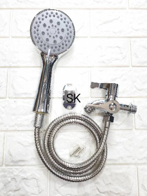 PAKET MURAH TERKOMPLIT ( By 1 Get 1 ) Beli Hand Shower Mandi Dapat Kran Cabang Double 2 Lobang