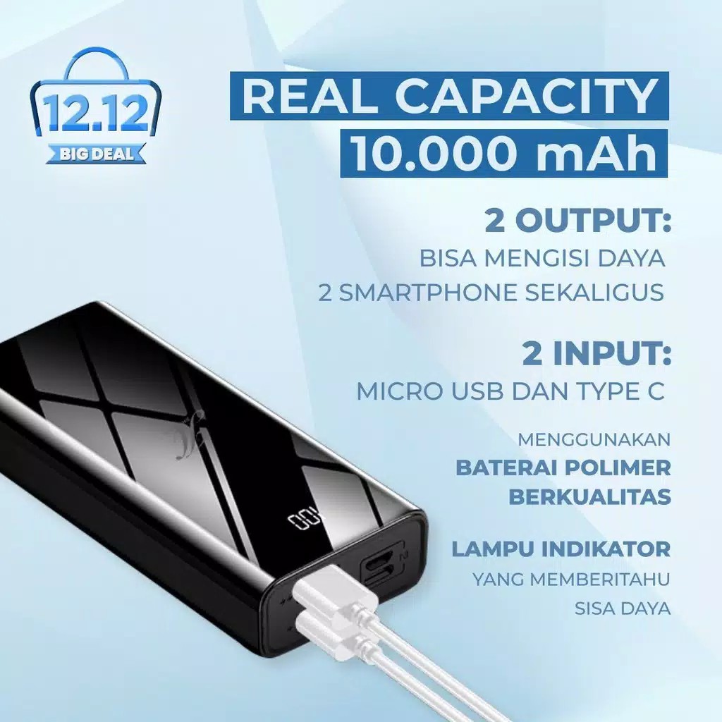 Power Bank Jims Honey 10.000 mAh Baterai Power Bank Murah Baterai Jims Honey