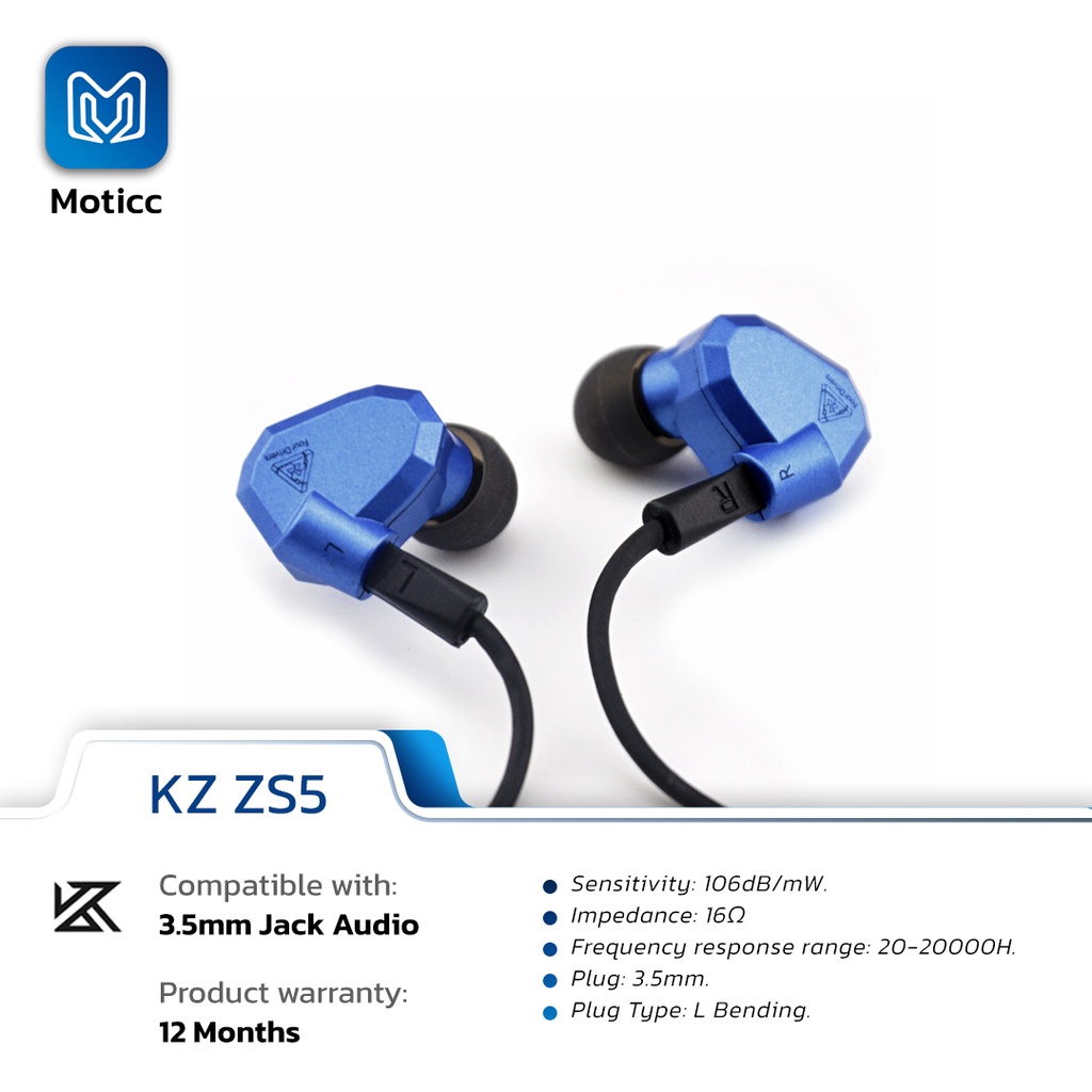 KZ ZS5 with Mic 2DD+2BA Hybrid Technology Earphone 4 Driver IEM