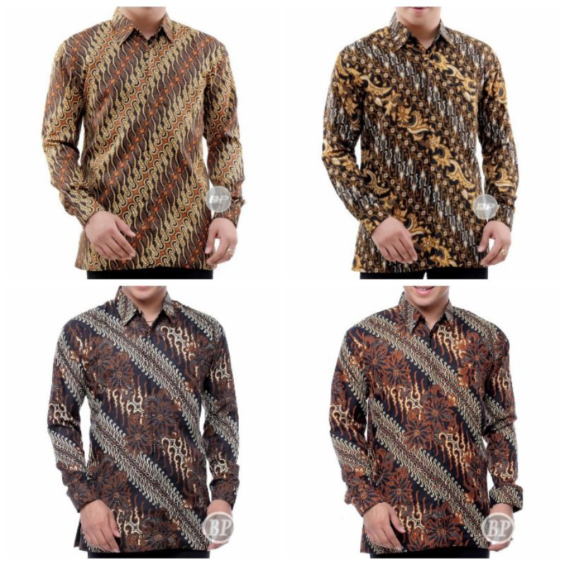 KEMEJA BATIK SUTRA SANWOS LENGAN PANJANG PEKALONGAN SOLO JOGJA MURAH HALUS DAN NYAN M L XL XXL SZIEY