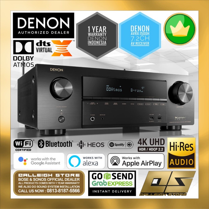 DENON AVR-X1500H 7.2 SURROUND CHANNEL AV RECEIVER 1500