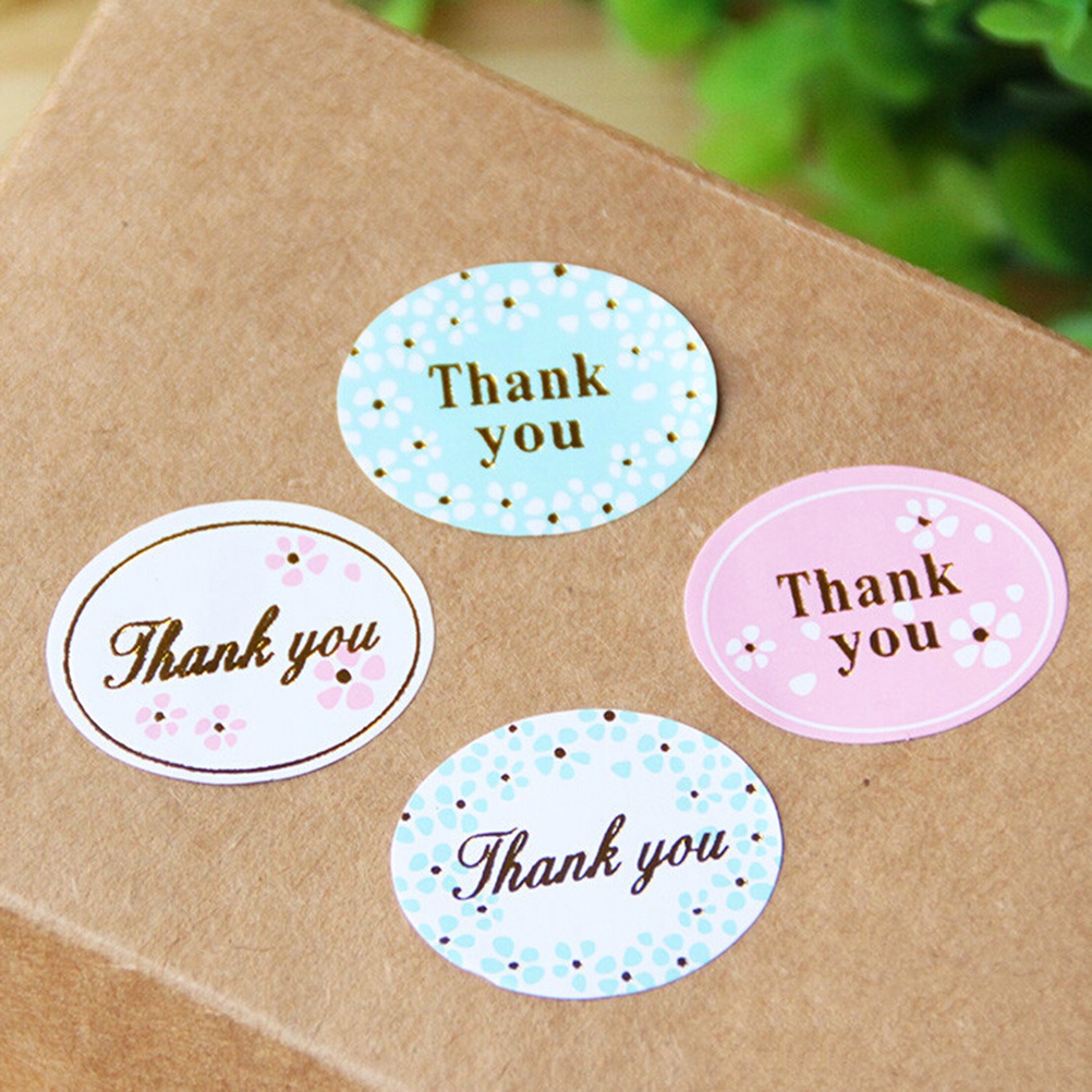 24pcs Stiker Segel Oval Tulisan THANK YOU Warna Emas Untuk Pesta Pernikahan