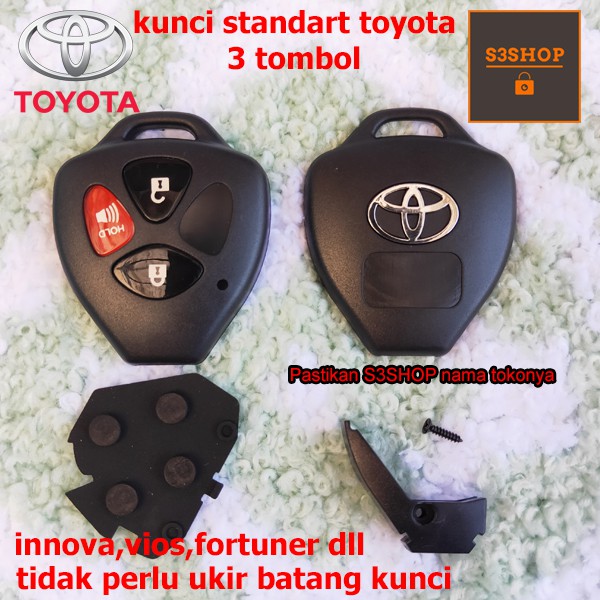 Cover Remote Casing Kunci Toyota 3 Tombol innova fortuner altis vios yaris