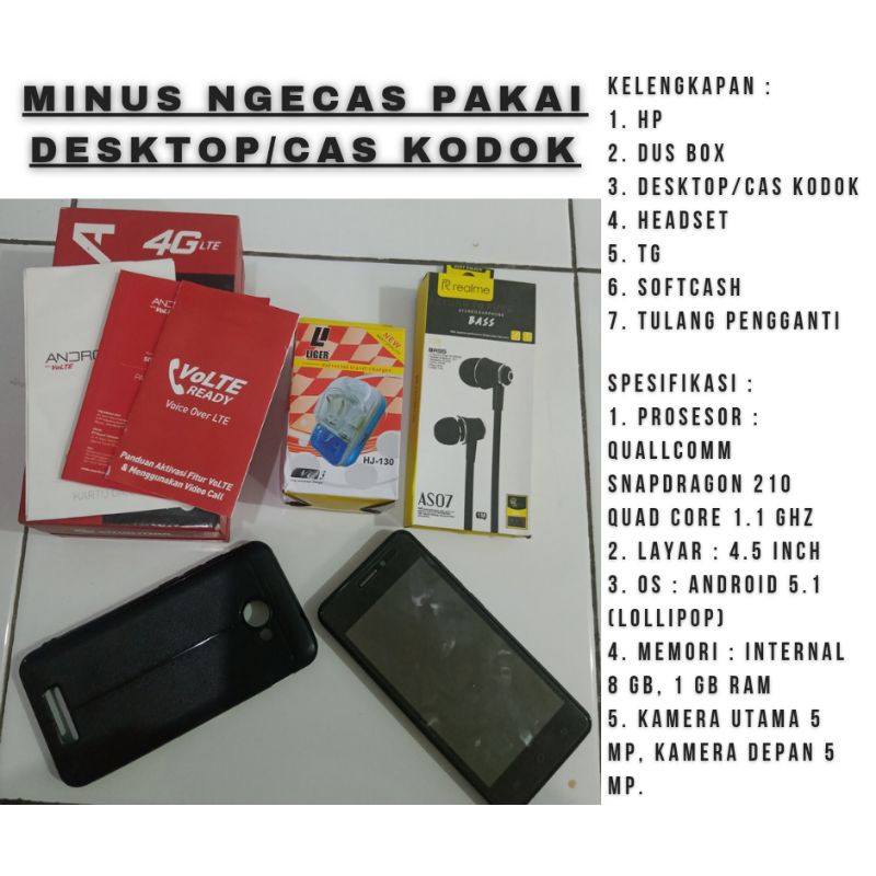 Hp Second Bekas Smartfren Andromax A A16C3H 4G LTE RAM 1/8 >> LENGKAP FULLSET