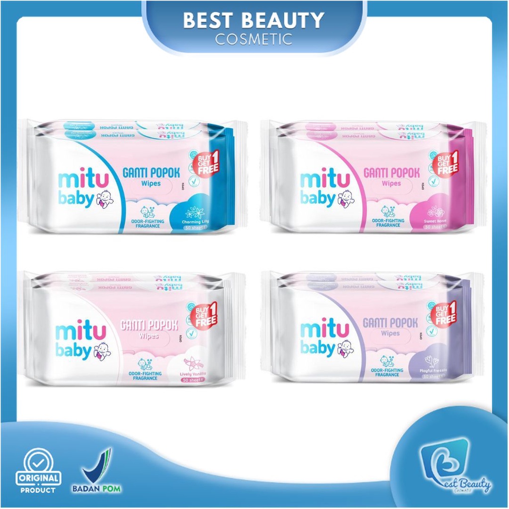 ★ BB ★  Mitu Baby Tisu Basah Ganti Popok 50'S Beli 1 Gratis 1 - Tisu Basah Bayi