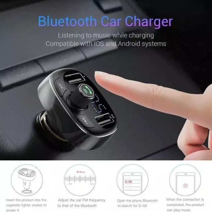 Baseus Car Fm Modulator Bluetooth Audio Mp3 Car Audio Usb Charger