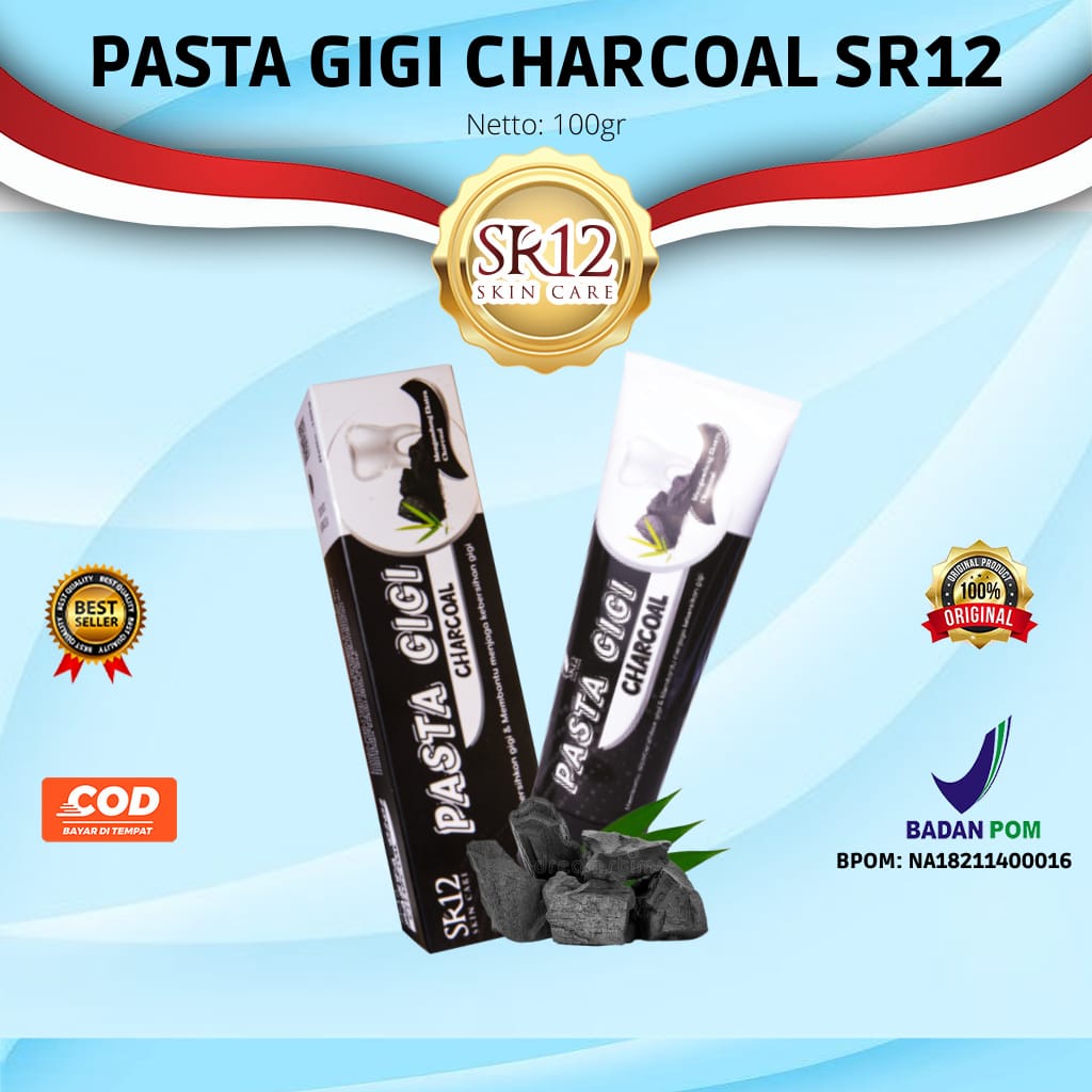 PASTA GIGI CHARCOAL SR12 | PASTA GIGI CHARCOAL | PASTA GIGI PEMUTIH GIGI | PASTA GIGI BPOM | PASTA G