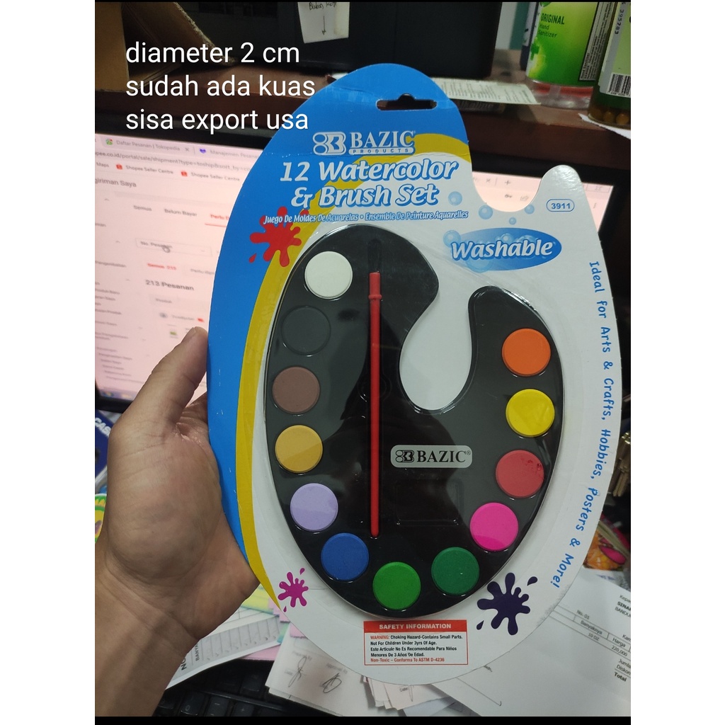 

water color cake 12 warna bazic kerang 3911 usa