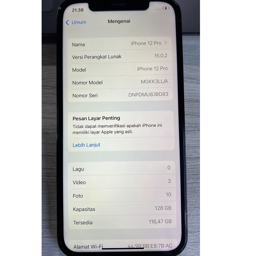 iPhone 12 Pro 128GB - Apple - Fullset -128 GB - IMEI TERDAFTAR BEACUKAI