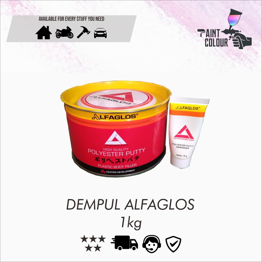 Dempul AlfaGlos 1 kg Mobil/Motor/Besi/Kayu