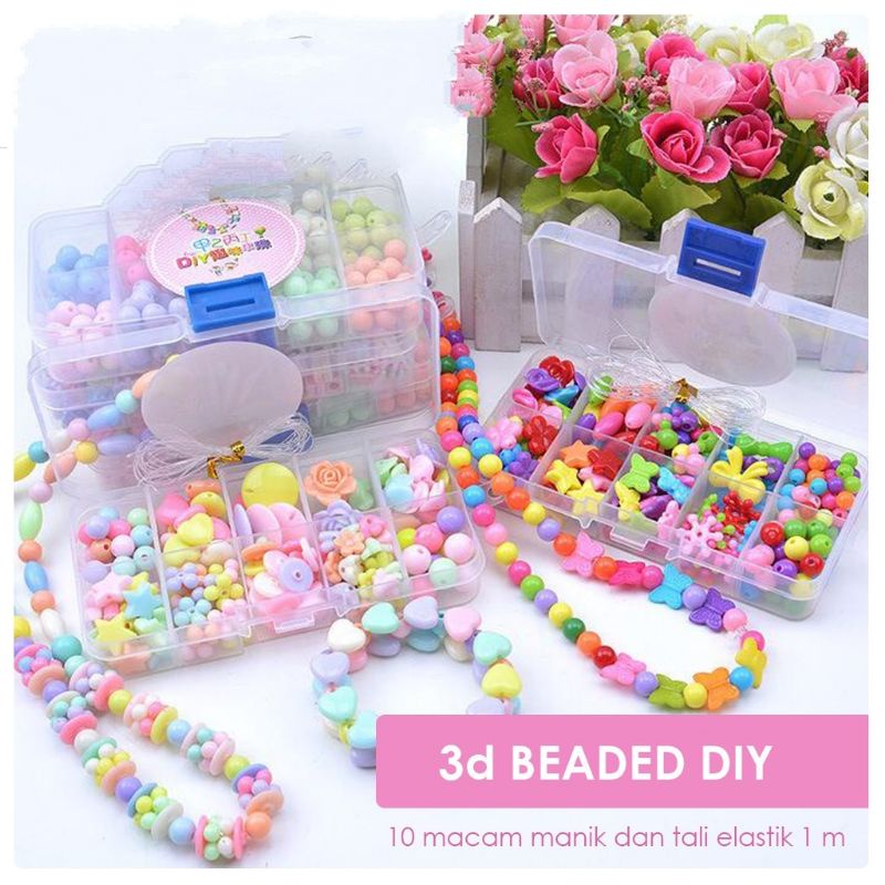 3D Beaded DIY Meronce Manik-Manik 3D DIY Bahan Plastik dengan Tali