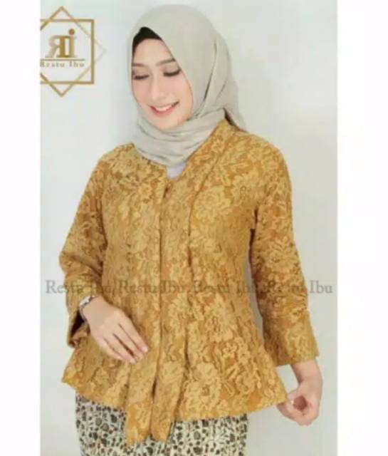 ATASAN KEBAYA FLOY BROKAT PENDEK/ KEBAYA FLOY POLOS  / BAJU KEBAYA WANITA MUSLIM MODERN / ATASAN KEB