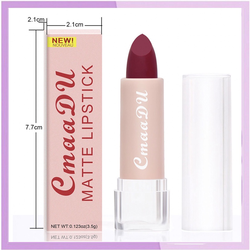 CMAADU Matte Lipstik 15 Matte Waterproof Lipstick Long Lasting Berfungsi Membuat Bibir Lebih Berwarna Dan Terlihat Menarik  XX021