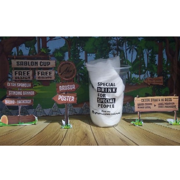 Sablon cup plastik Oval 12oz 14oz 16oz