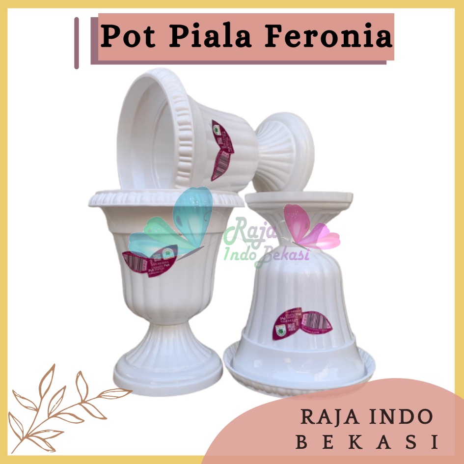 Pot Piala Green Leaf Feronia 6152 Putih Pot Piala Tinggi Putih Plastik hitam pendek 50 - Pot bunga tanaman piala feronia putih 18cm - PIALA MINI 6152