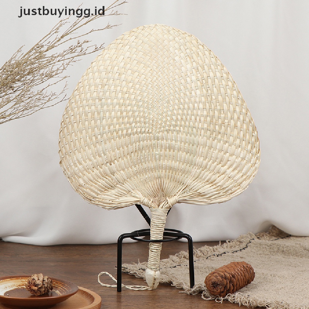 (Justbuyingg.Id) 1pc Kipas Tangan Manual Bahan Jerami Hand Woven Anti Nyamuk Untuk Musim Panas