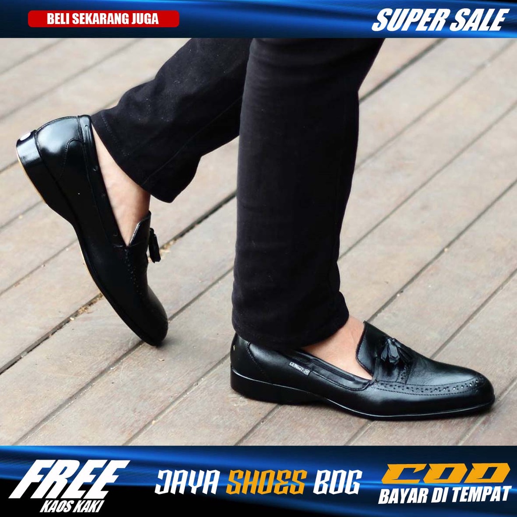 DEROSA|Sepatu Pantofel Kulit Sapi Asli Formal Pria Kerja Santai Nongkrong Gaya Derosa Original Cevany