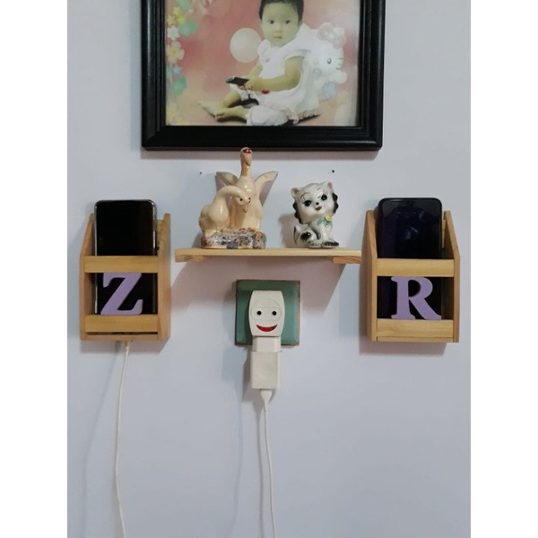 Hiasan Dinding Holder dinding tempel kayu untuk hp
