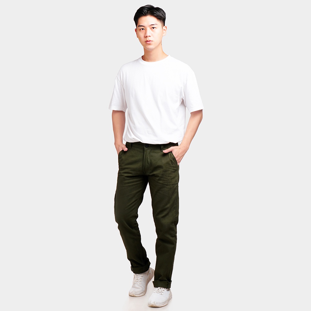 CELANA PANJANG CHINO PRIA SLIMFIT HIJAU ARMY
