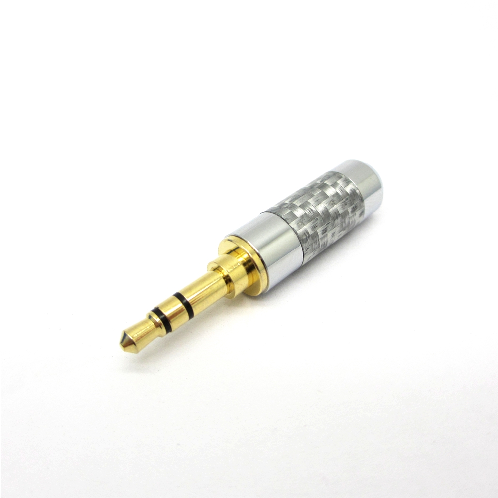 1 pcs 3.5mm Audio Jack Carbon Fiber silver plate DIY Earphone Plug Connetor