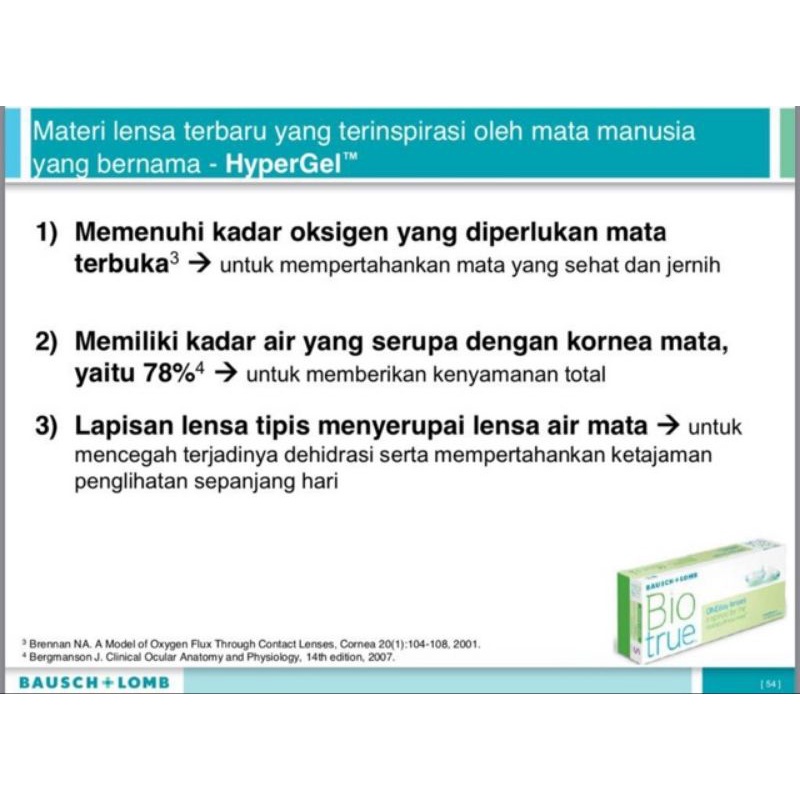 Softlens bening Biotrue one day / soflens biotrue harian by bausch+lomb / soflen bio true 1day by bausch + lomb / soflens harian minus