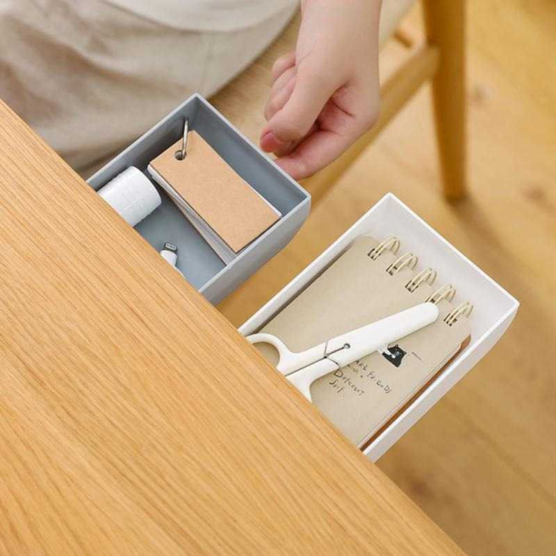 MLNSHP Staca Laci Meja Hidden Storage Box Case Desk Sticky Adhesive - STA05