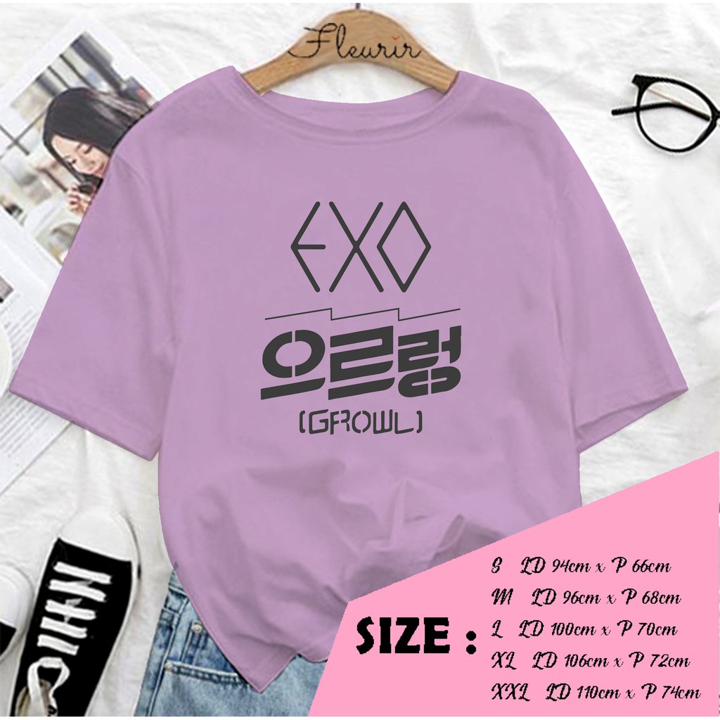 FLEURIR -  EXO GROWL KPOP KAOS WANITA DEWASA LENGAN PENDEK TEE UNISEX