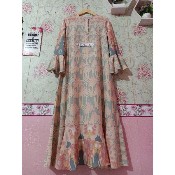 Gamis preloved RIA MIRANDA dress syar'i second pl muslimah maxy abstrack lengan terompet