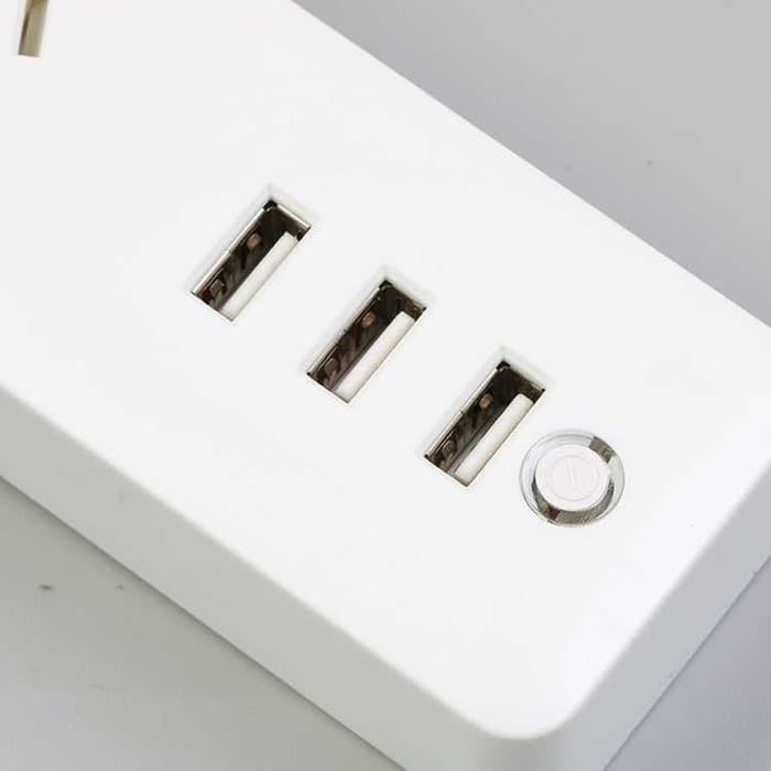 Powerstrip 3 USB Port Plus 3 Electric Plug dengan LED Indikator