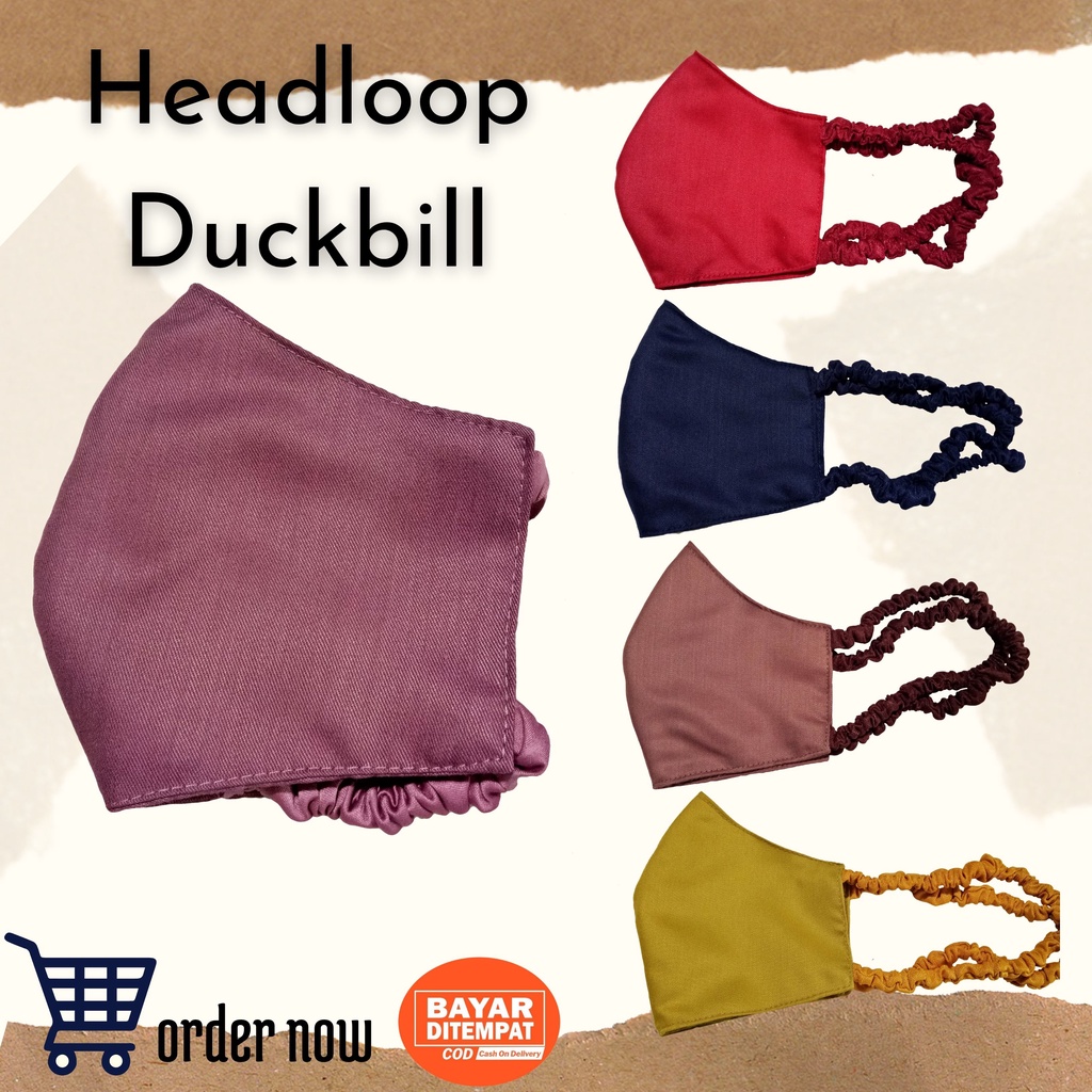 Masker Kain 2 Ply Tali Serut | Masker Kain Hijab | Masker Headloop | Masker Kain Duckbill | Masker D