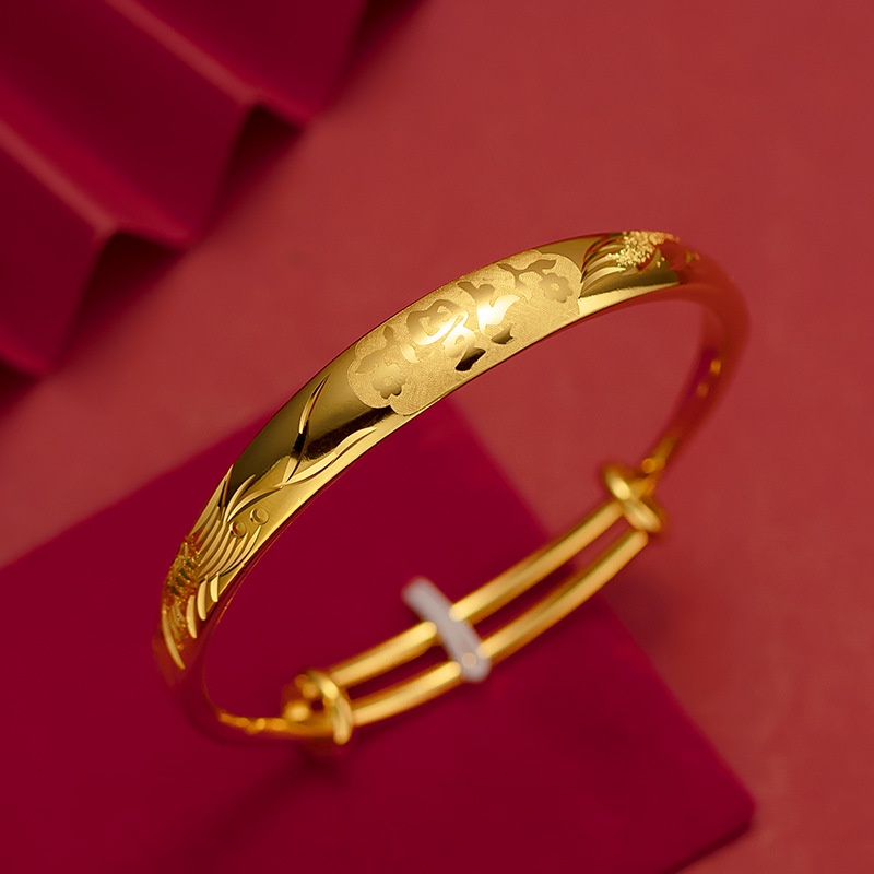 Gelang Tangan Lapis Emas Asli Kadar 375 Motif Print Hati 10mm Untuk Wanita