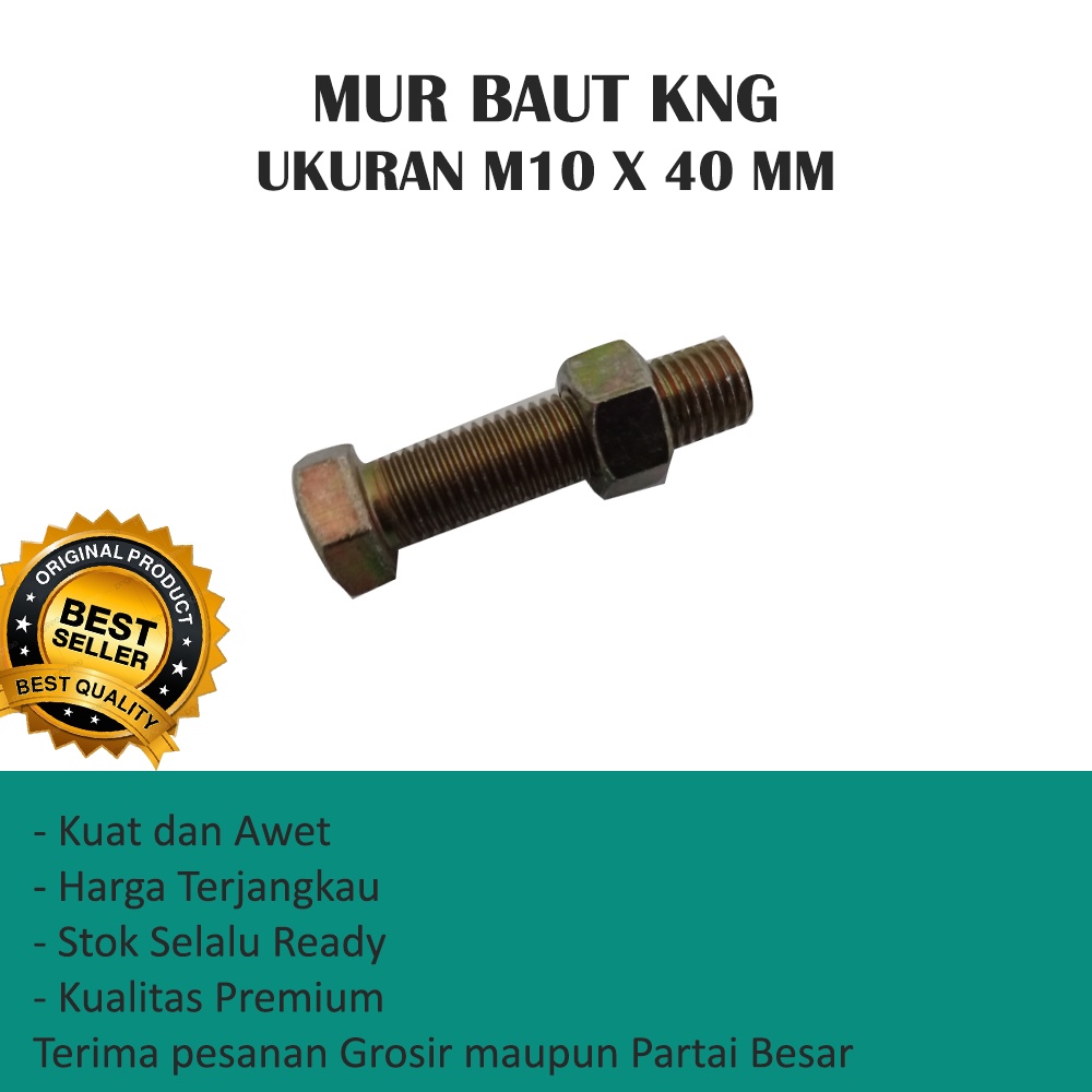 MUR BAUT UKURAN M10 X 40 MM KNG MURAH (HARGA PER 10 PCS)