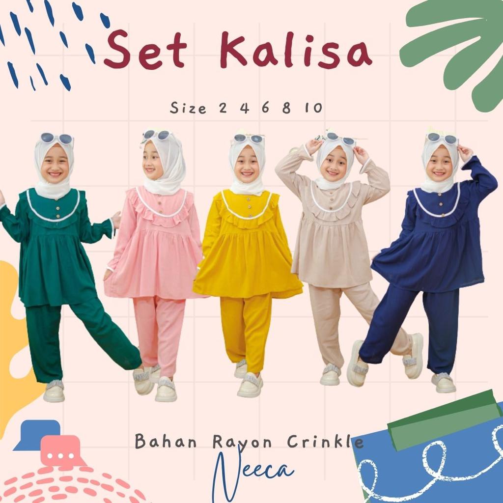 Set Kalisa Setelan Rayon Crinkle Anak Neeca Kiddos Size 2 4 6 8 10 Tahun