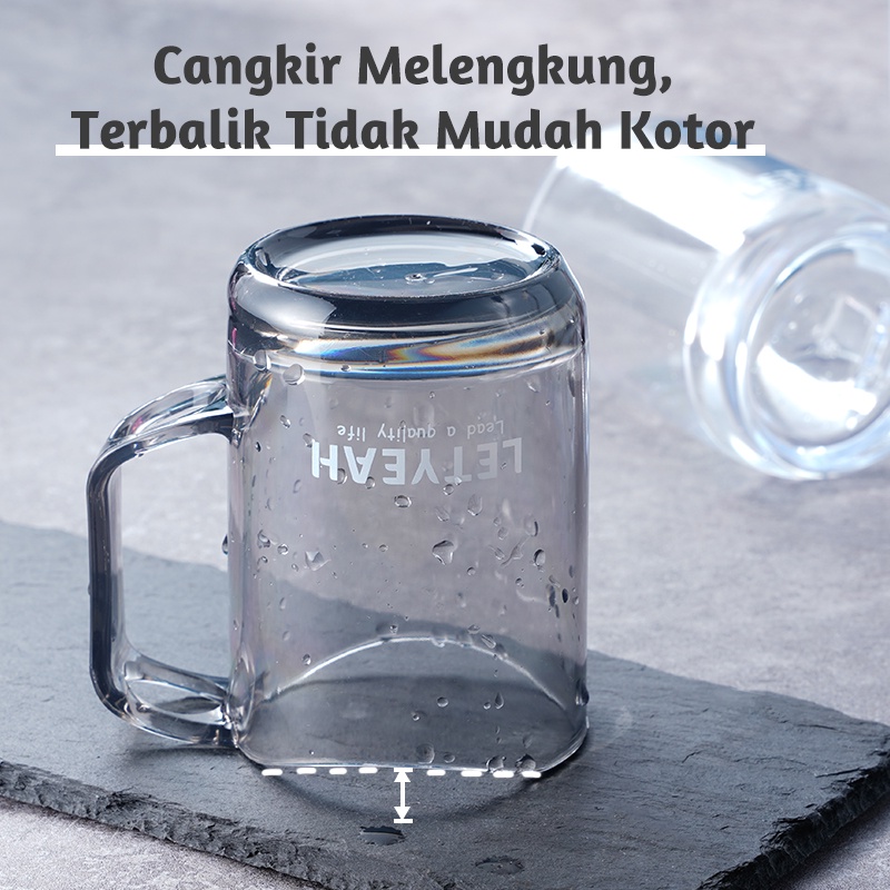 Letyeah &amp; Kaizenliving Gelas sikat gigi Kamar Mandi/Gelas Mug transparan Serbaguna Tebal Plastik Minum