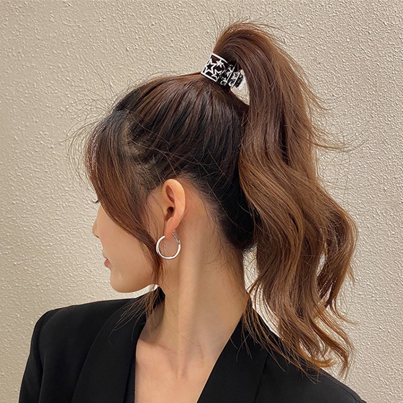 Jepit Rambut Ponytail Bahan Logam Aksen Mutiara Dan Berlian Imitasi Gaya Korea