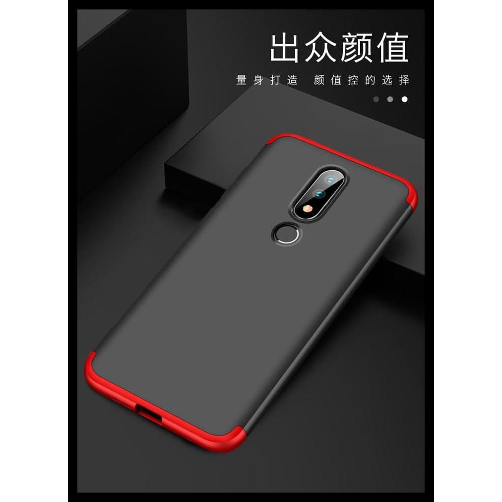 Original Gkk Nokia 6.1 Plus Case 360 Full Protection - Hitam Merah