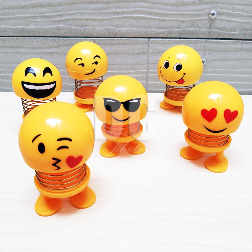 Boneka Per Emoji Smile | Pajangan Dashboard Mobil | Boneka Per Emoticon Goyang