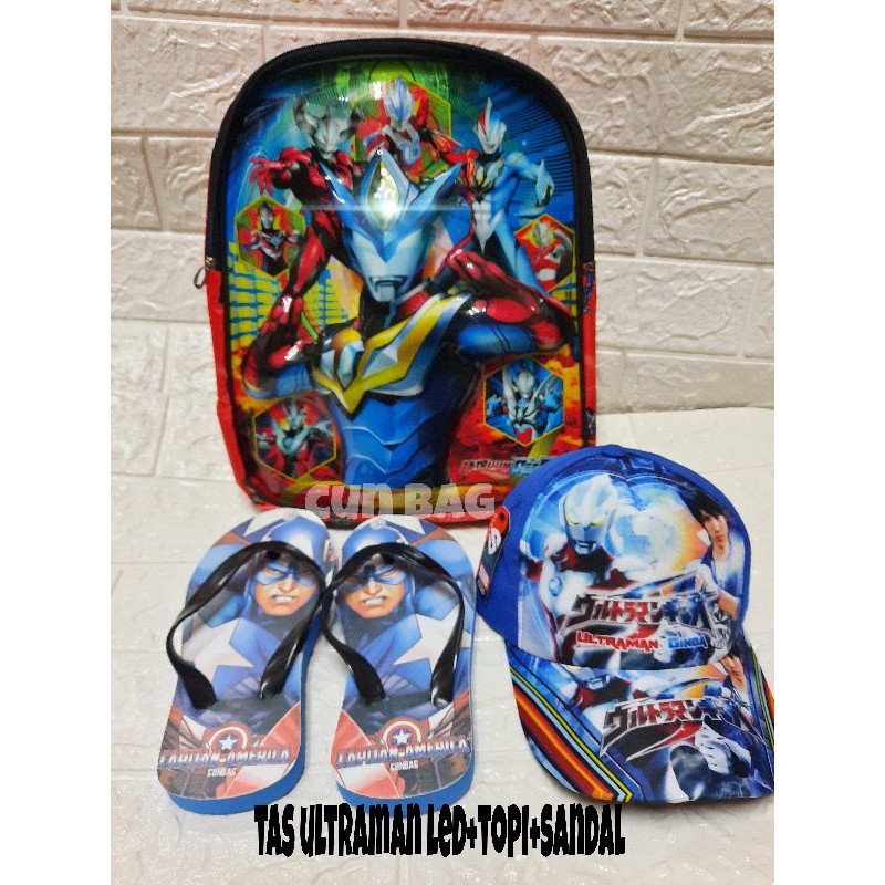 tas ultraman led Paket+topi+sandal