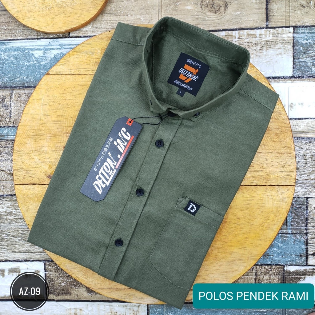 kemeja pria polos lengan pendek model slimfit   kemeja kasual pria  az 4 